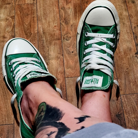 Well Loved Converse All Star Low Top Green Canvas Shoes M5 / W7 - Picture 14 of 16